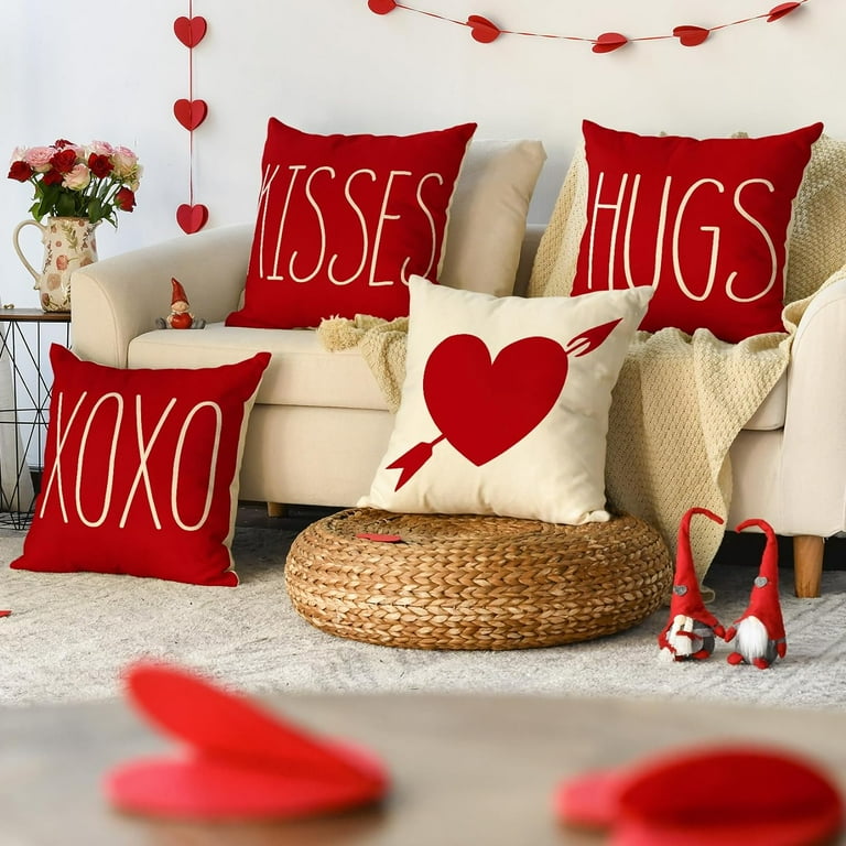 AVOIN Valentine''s Day Saying Throw Pillow Cover, 16 x 16 Inch
