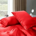 thumbnail image 4 of Cloud Fino 100% Pure Silk Satin Duvet with Fitted Sheet Set 4pcs, Silk Satin Fitted Sheet 15'' Deep Pocket,Silk Satin Duvet Cover,Silk Satin Pillowcases Set !!!(Full XL Blood Red), 4 of 6