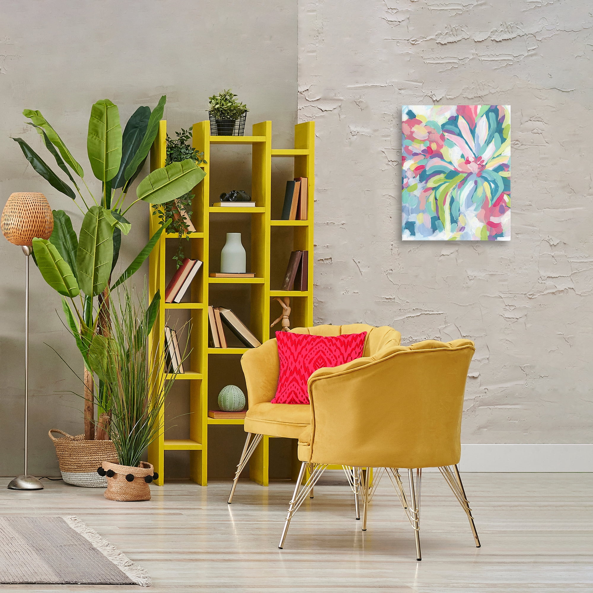 Stupell Industries Modern Bold Flower Strokes Abstract Painting Wrapped Canvas Art Print Wall Art, 16 x 20