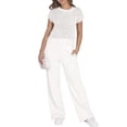 thumbnail image 2 of Jaimenalin Women Two Piece Outfits Crochet Sheer Knit Sweater Top Wide Leg Pants Lounge Matching Sets White S, 2 of 8