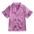 thumbnail image 5 of BOOMNY Girls 2 Peice Pajamas Sets Soft Short Sleeve Buttons Sleepwear Tops Pants Pjs Set for Kids Cozy Loungewear Homewear, 5 of 7