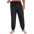 thumbnail image 3 of GIRUNS Men's Pajama Pants Soft Casual Sleep Pants With Pockets Elastic Waistband Sleepwear Pants With Drawstring Black L, 3 of 6