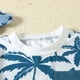 thumbnail image 3 of Gibobby Conjunto de ropa para bebé y niño Camiseta de manga corta con estampado floral para niños pequeños, camisetas, pantalones cortos, trajes para niños(Azul, 6-12 Meses), 3 of 5