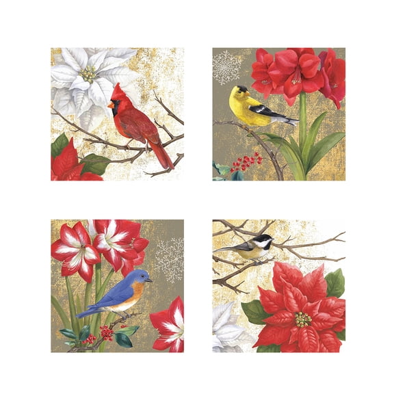 Great Art Now Winter Birds by Beth Grove 4 Piece Print Art Set Each 12W x 12H