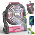 thumbnail image 2 of 3-in-1 Portable Camping Fan w/ LED Lantern & Timer, Rechargeable Battery Operated for Tents, BBQ, Travel, 2 of 17