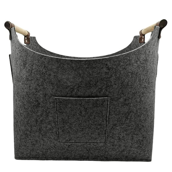 Acahhotxx Felt Log Storage, Stylish Felt Firewood Basket Convenient and Practical Log Storage Container for Storing Woods Clothes and More - Dark Gray
