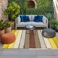 thumbnail image 2 of Yellow Brown Outdoor Rug for Patio/Deck/Porch, Non-Slip Large Area Rug 5 x 8 Ft, Farmhouse Wood Grain Vintage Striped Indoor Outdoor Rugs Washable Area Rugs, Reversible Camping Rug Carpet Runner, 2 of 8