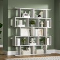 5Tier Geometric Bookcase, SShaped Modern Bookshelf Set of 2, 62.6
