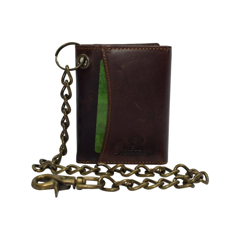 Classic Brown Buffalo Leather Handmade Men's Folding Wallet Christmas Gift