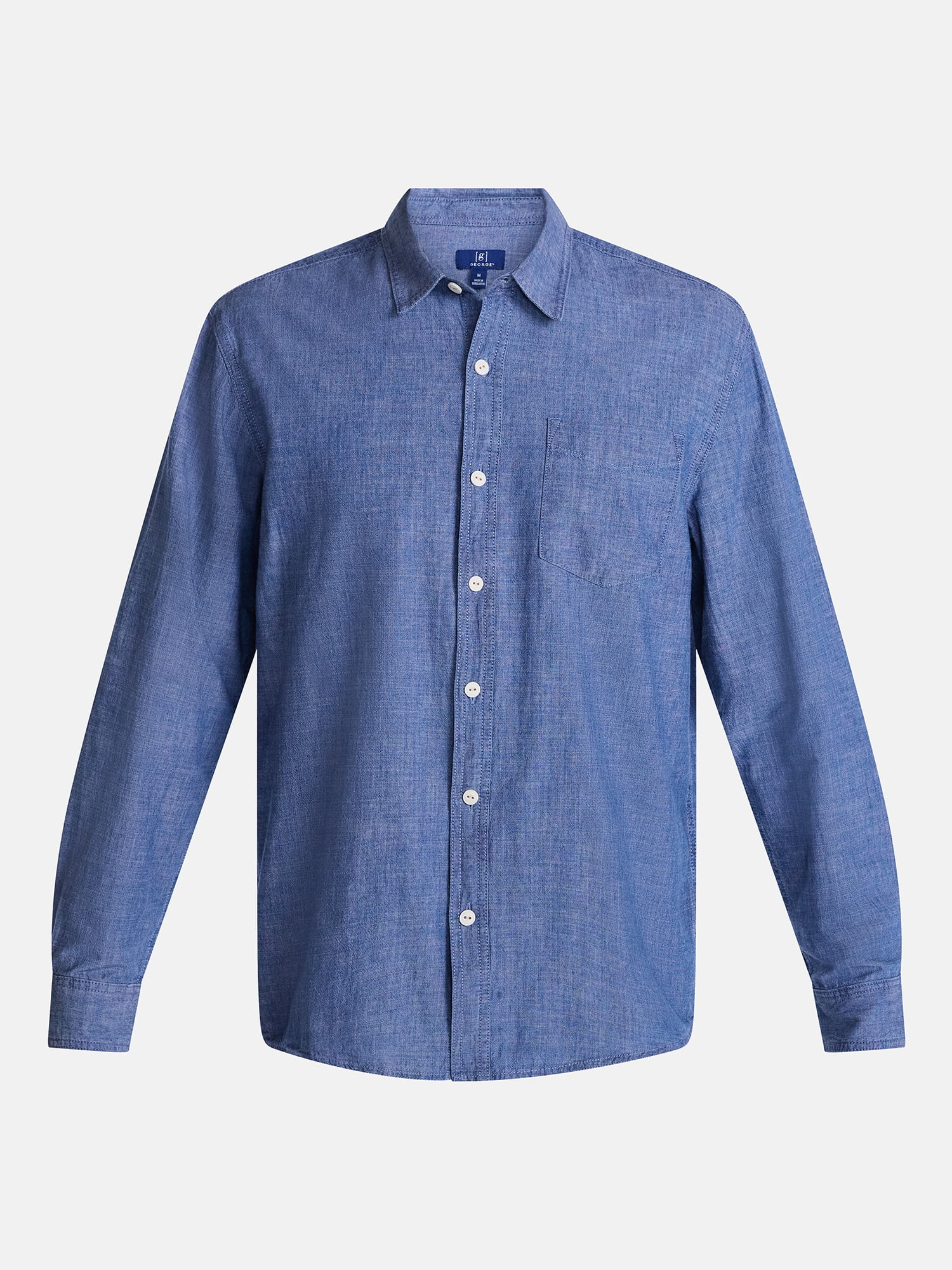 George Men's Chambray Shirt with Long Sleeves, Sizes S-5XBT