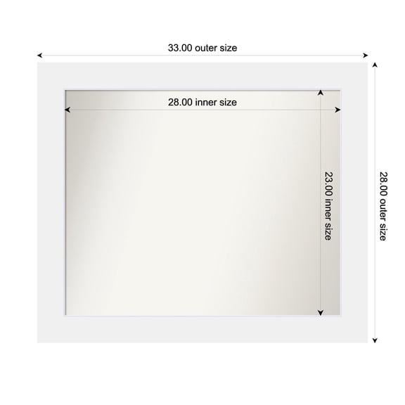 Amanti Art Custom Framed Wall and Bathroom Mirror (28 x 33 in.), Corvino White Frame