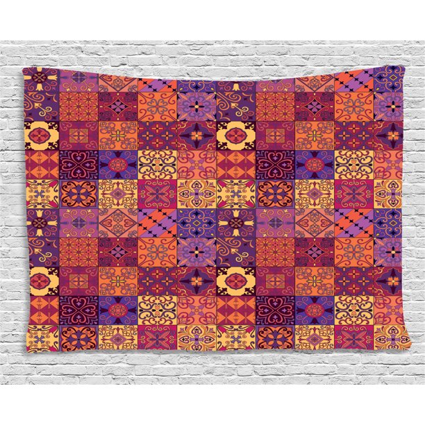 Spanish Tapestry, Ethnic Azulejo Moroccan Tiles in Vibrant Historical