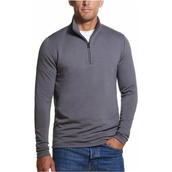 Weatherproof Vintage Men's Quarter Zip Pullover (Grey, Small)