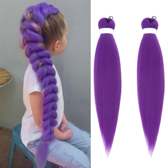 Purple Braiding Hair,Purple Hair Extensions,26-inch Human Braiding Hair , Braiding Hair Extensions (2PC)