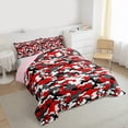 thumbnail image 3 of Feelyou Fashion Camouflage Teens Queen Comforter Set, Red Square Abstract Bedding Sets, Modern Camo Print Reversible Bedding Comforter Set, Breathable Home Decor, 3 Pieces, 3 of 8
