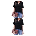 thumbnail image 3 of Qarigey Blusa con cuello en V Jersey Camisa de manga corta Compras Ropa de verano Type3 NO3, 3 of 6