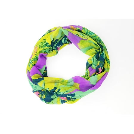 Multi Floral Scarf - Amtal Women Multicolor Floral Design Lightweight & Soft Infinity Scarf