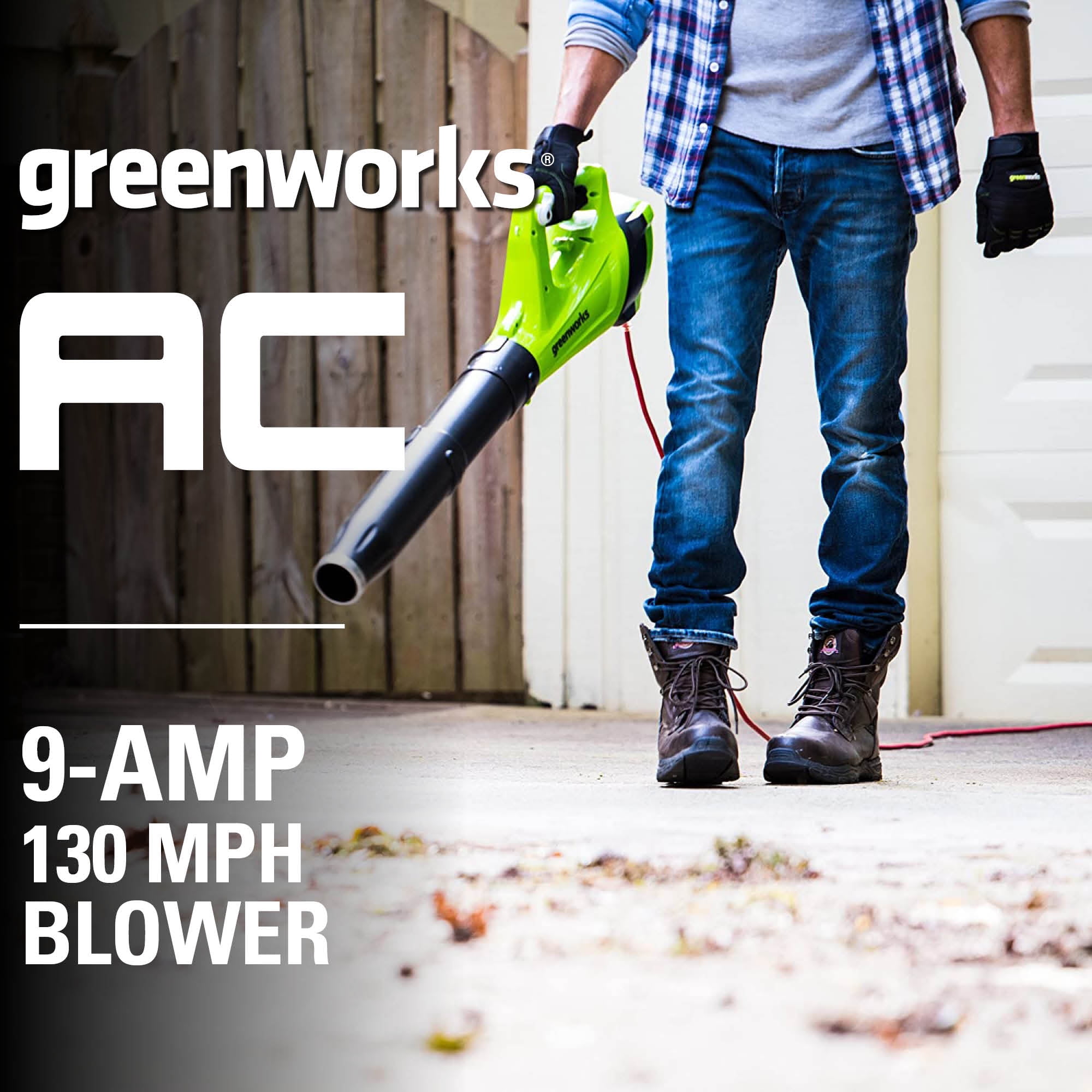 Greenworks 9 Amp 530 Cfm at 130 mph Corded Electric Axial Leaf Blower 2400902