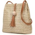 thumbnail image 2 of YOUI-GIFTS Straw Handbags Women's Summer Beach Straw Bucket Tote Bag Straw Woven Handbag Tassel Shoulder Bag Purse, 2 of 4