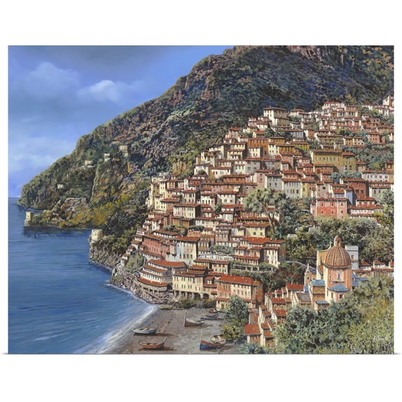 Great BIG Canvas | Rolled Guido Borelli Poster Print entitled Positano E Torre Clavel
