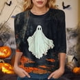 thumbnail image 2 of Godom Halloween T Shirts for Womens 3/4 Sleeve Shirt Crewneck Basic Tees Soft Loose Fit Fall Outfits Fashion Tops 2025, 2 of 6