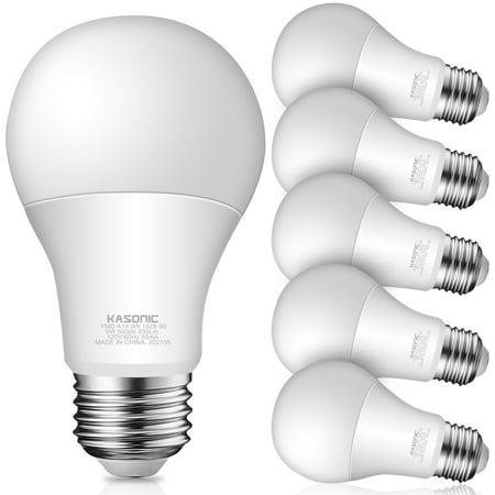 

Kasonic LED Light Bulb 9 Watts (60W Equivalent) UL Listed Dimmable 830 Lumens A19 E26 Standard Base 5000K Daylight 6-Pack