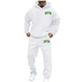 thumbnail image 3 of Mens Sweat Suits 2 Piece Set Casual Jogging Gym Sweat Suits Comfy Casual Athletic Set Men's Clothing, White, Size XXXL, 3 of 7