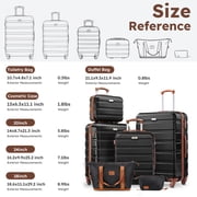 Gowill 6 Piece Luggage Sets,13/20/24/28 inch Hardside Lightweight ABS Suitcase With Expandable Duffle Bag (Black Tan)