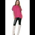 thumbnail image 2 of Suéter Holgado de Corta con Hombros Caídos para Mujer, Color Rosa, Rojo, XL, 2 of 9