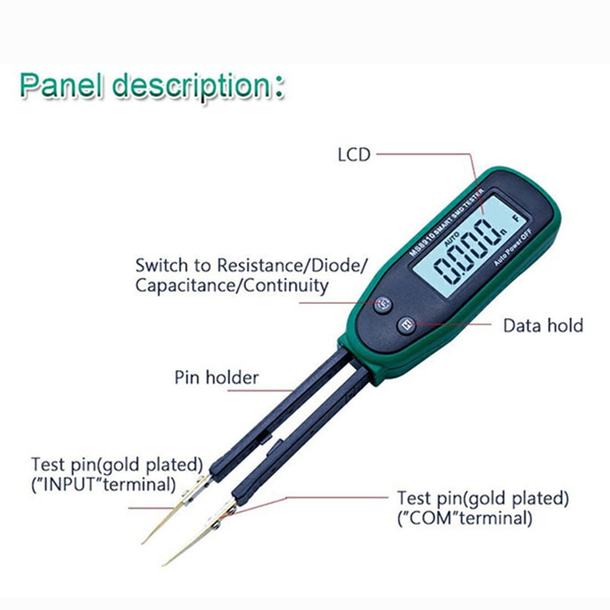 MS8910 High Quality Smart SMD Resistance Multimeter Auto Ranging Digital SMD Tester Continuity Checking Function Auto Scan