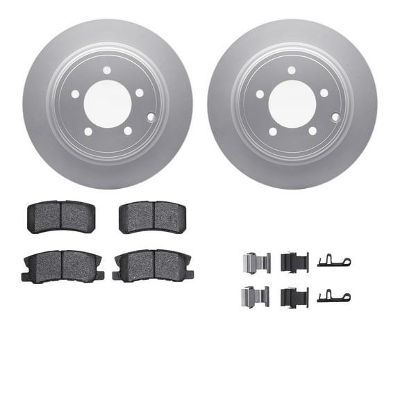 Dynamic Friction Company Rear Geospec Brake Rotors with 5000 Advanced Brake Pads includes Hardware 4512-39059