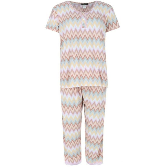 Elegant Emily  Chevron Multicolor Short Sleeve Capri Set (Women's Plus)