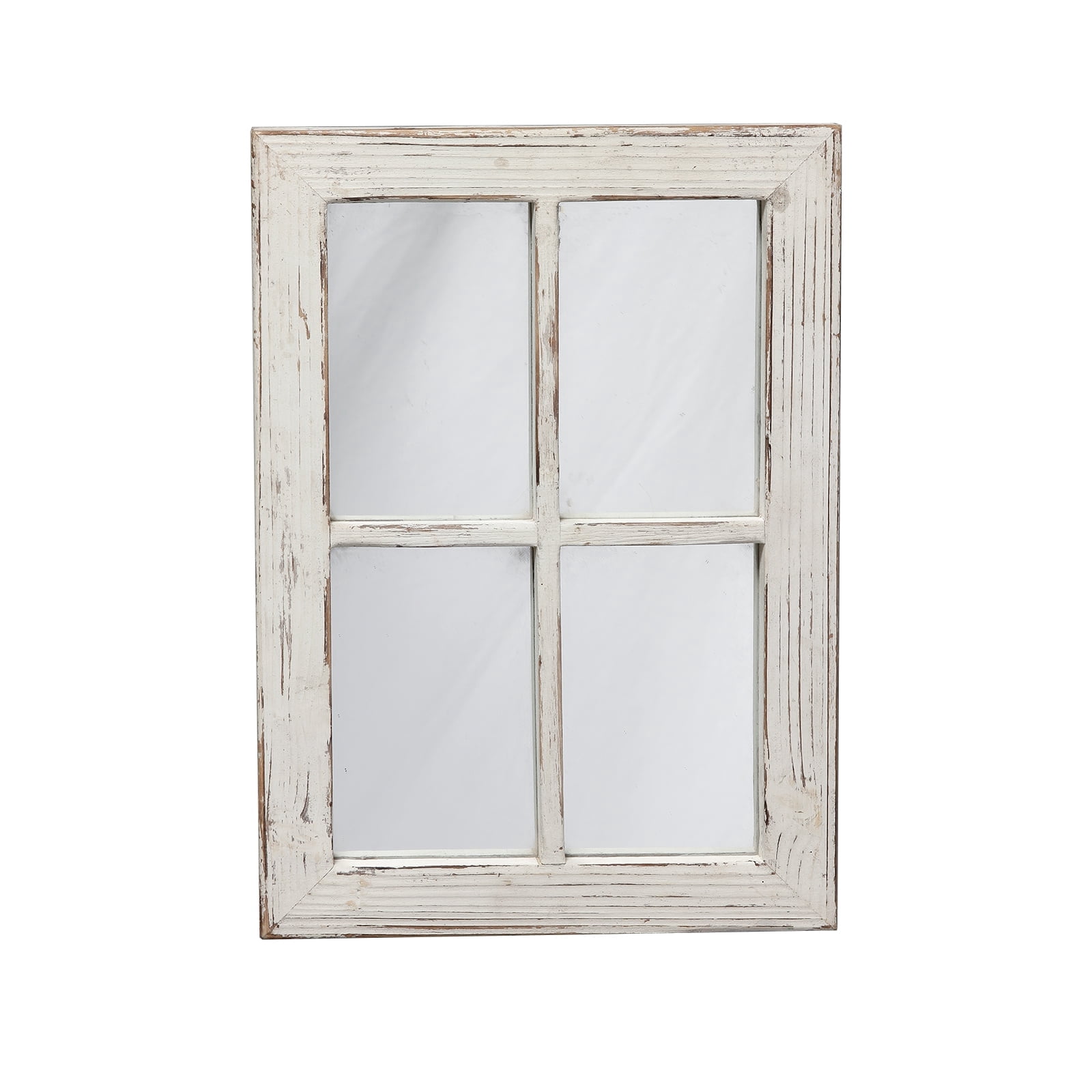Sintosin Rustic Square Wall Mirror, Distressed White Wood Frame Window Mirrors, Decorative Mirror for Living Room Bedroom, 11" x 16" White