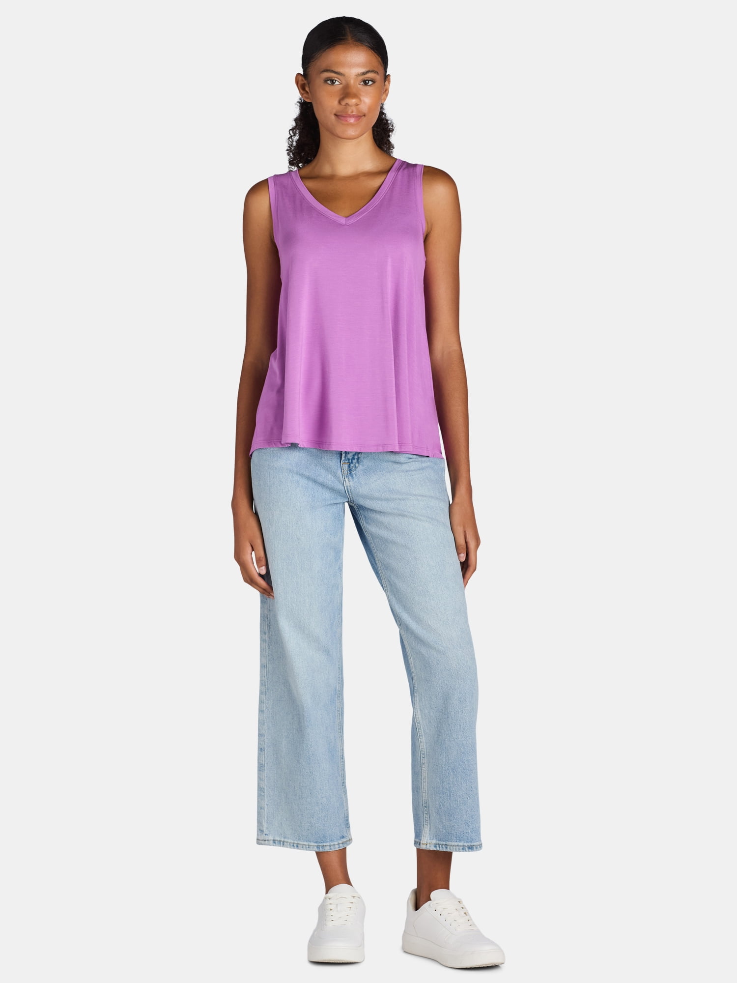 Time and Tru Women's High Low Tank Top, 2-Pack, Sizes XS-XXXL