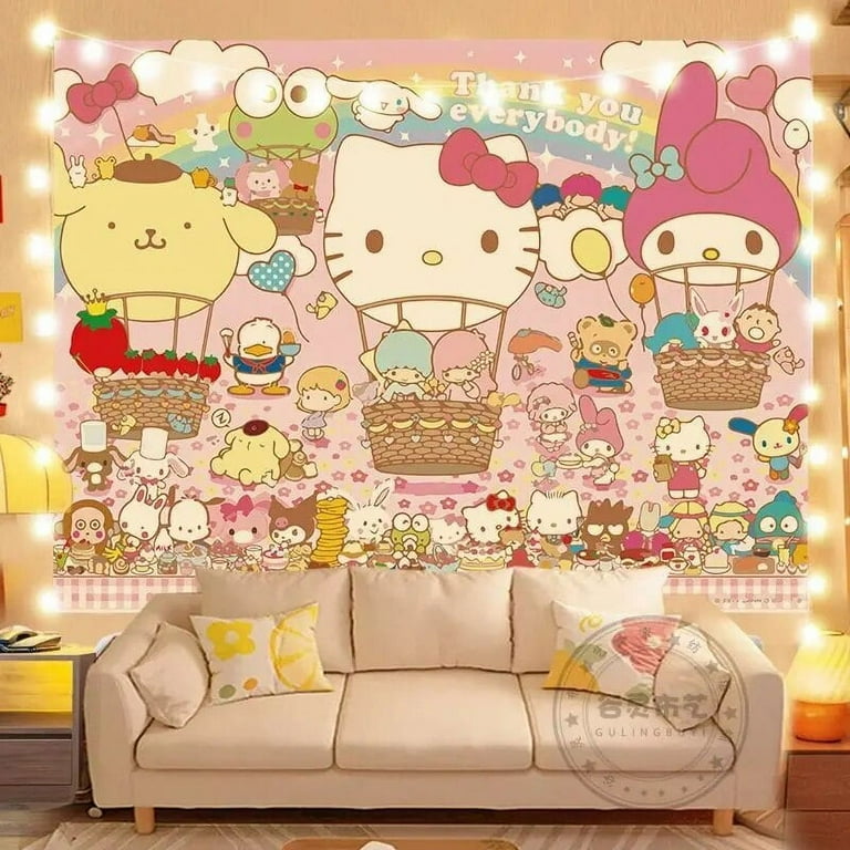 Sanrios Kuromi Cinnamoroll Kittys Hanging Cloth Anime Kawaii Wall