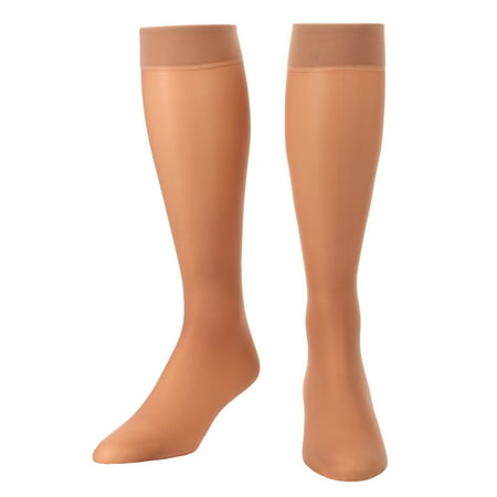 Sheer Compression Knee Highs, Made in the USA  Light Support Socks for Woman 8-15mmHg 1 Pair - Absolute Support, Sku: A107 (Beige, Large)