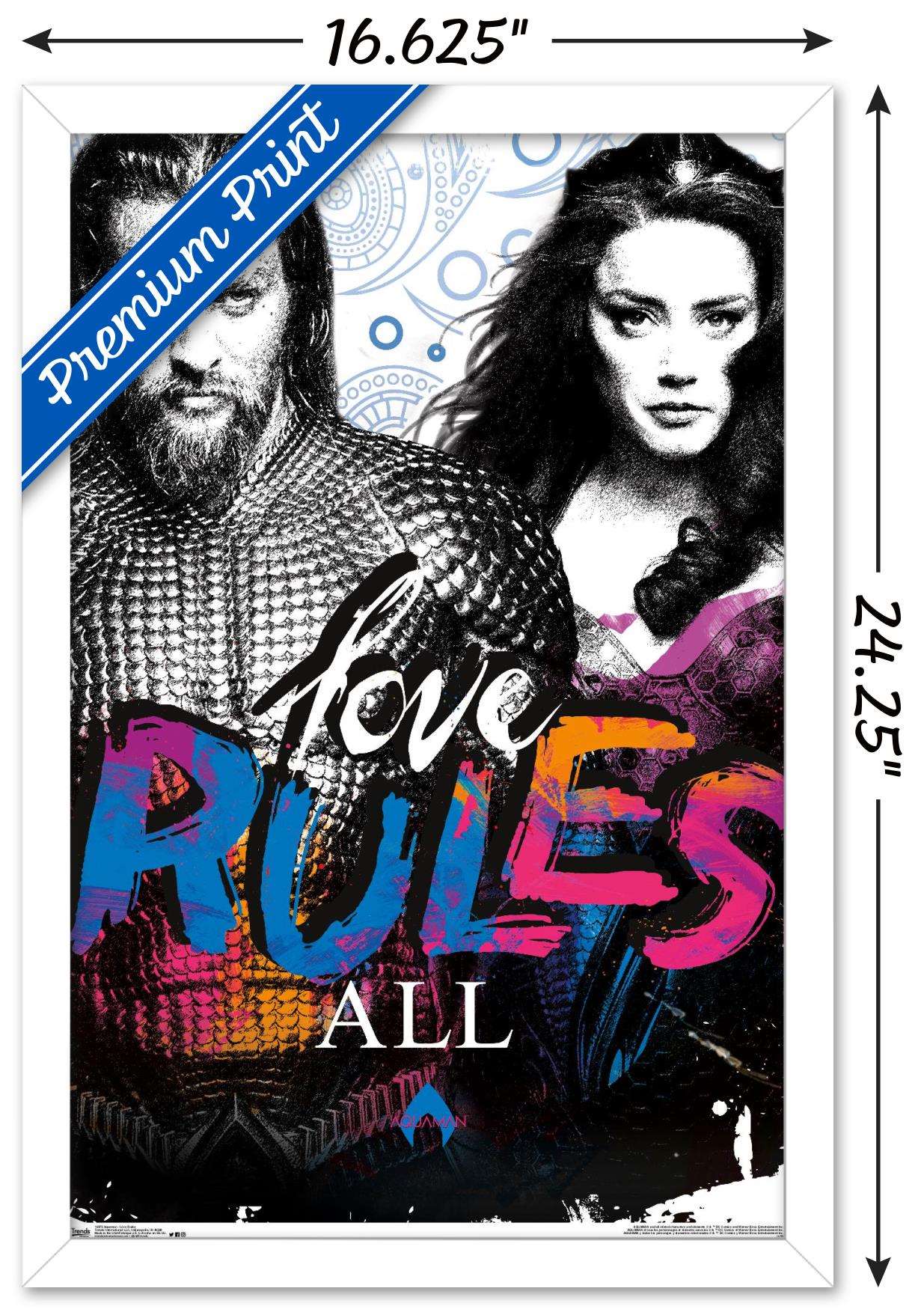 DC Comics Movie - Aquaman - Love Rules Wall Poster, 14.725" x 22.375", Framed