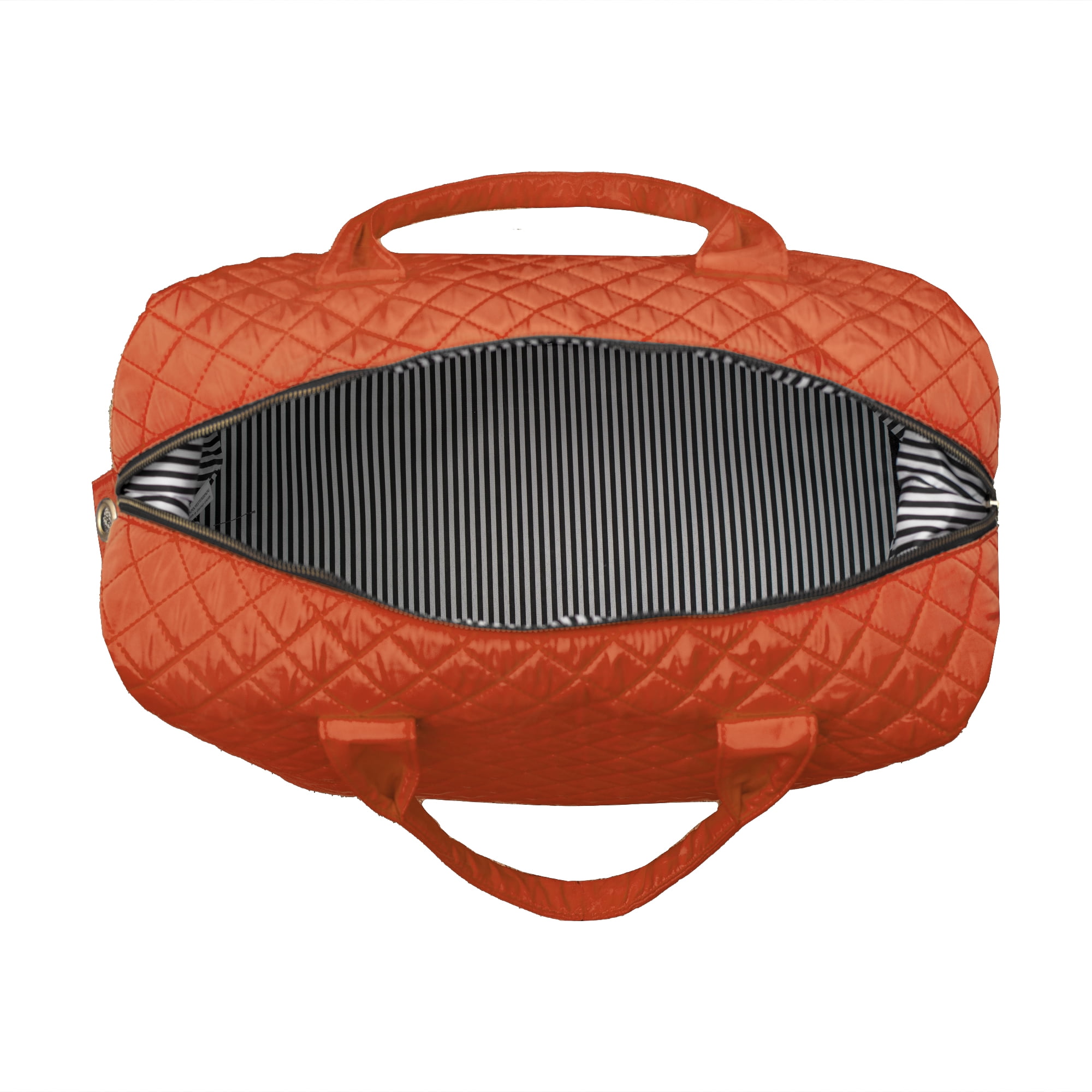 Alexis Bendel Rust Checkered Pattern Nylon Travel Duffle Tote Bag for Women
