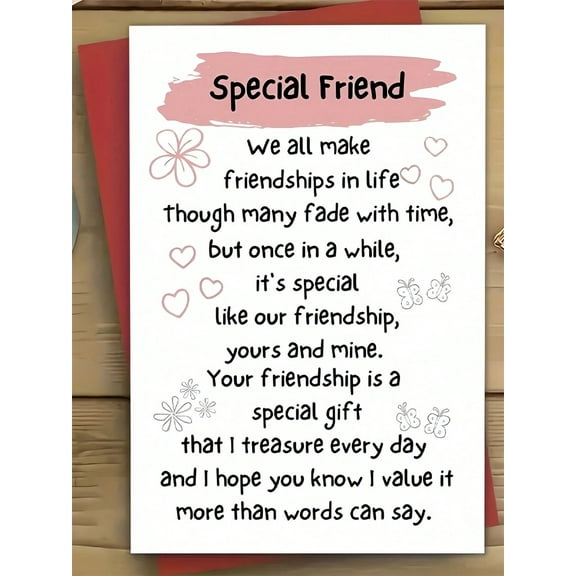 Special Friend Card - Heartfelt Friendship Quote - Perfect for Celebrating Special Bonds - Blank Inside with Envelope Included