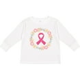 thumbnail image 3 of Inktastic Breast Cancer Pink Ribbon Awareness Wreath Girls Long Sleeve Toddler T-Shirt, 3 of 5
