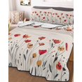 thumbnail image 3 of Quilts Twin XL Size, Red Yellow Spring Floral Soft Comforter Bedding Set for Bed, Modern Abstract Art Lightweight Quilted Bedspread with Pillow Cover(2 Pieces) for All Season, 68x98 Inch, 3 of 6