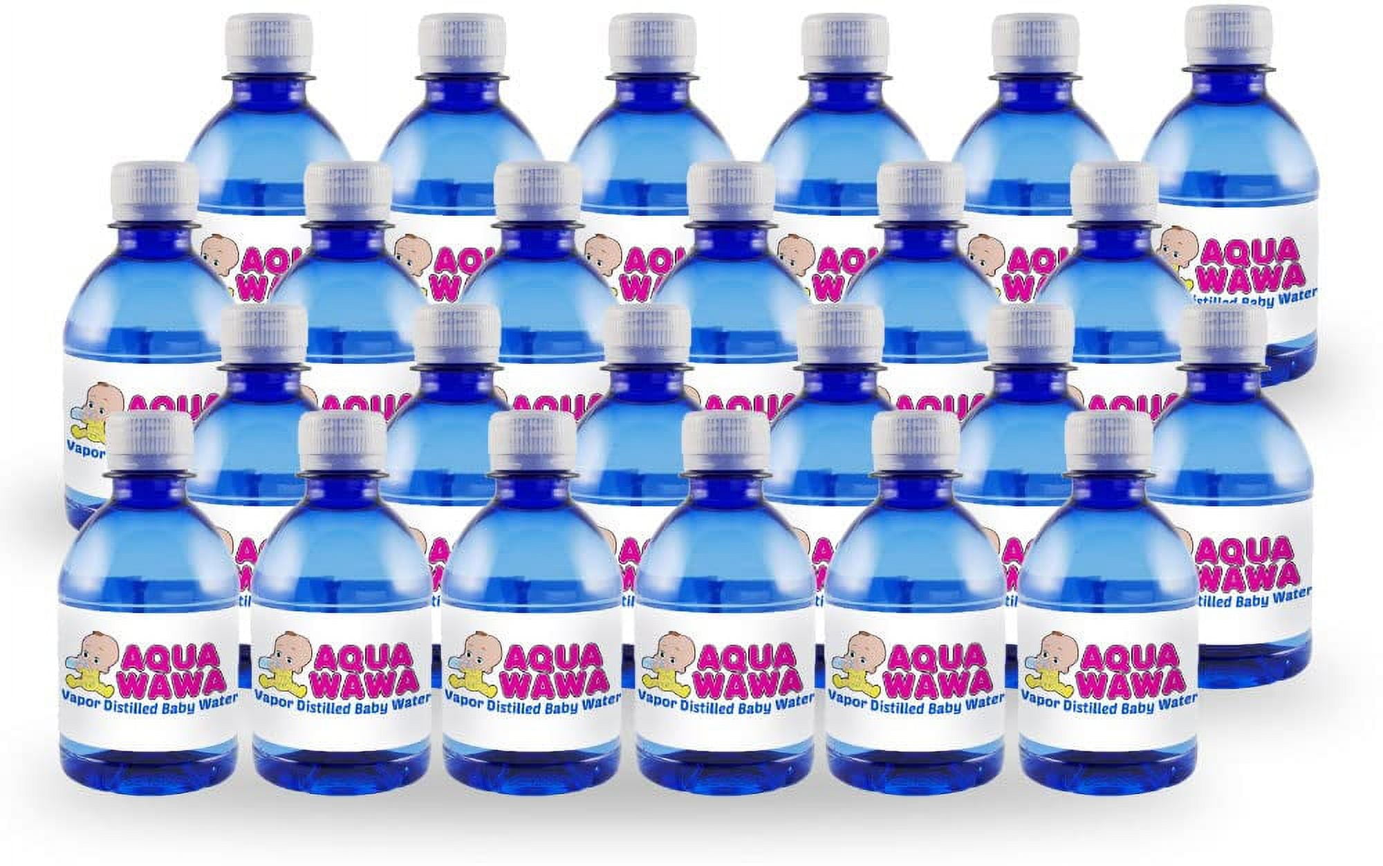 AQUAWAWA Nursery Water For Babies 24 Pack 8 Oz Bottles Purified Vapor Distilled | Single Serve| Lightweight For Diaper Bag | BPA, Fluoride, Chemical And Mineral | Dr Recommended, Baby Safe,