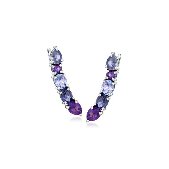Ross-Simons 1.00 ct. t.w. Multi-Gemstone Ear Climbers in Sterling Silver, Women's, Adult