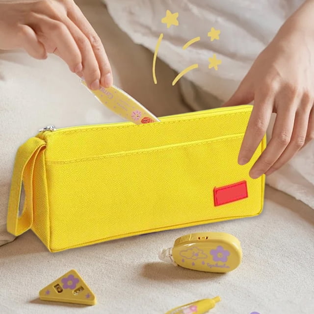 Estuche cilíndrico para lápices, bolsa de almacenamiento con cremallera de gran capacidad, ideal para material escolar, perfecto para dormitorios, tela de alta calidad, diseño plegable,