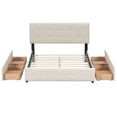 thumbnail image 4 of PAPROOS Queen Platform Bed Frame with Storage, Upholstered Platform Bed with Tufted Button Headboard and 4 Drawers, No Box Spring Needed, Queen Size Bed Frame for Adults, Beige, 4 of 5