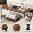 thumbnail image 3 of HomGarden 39.4" Modern Rectangle 2-Tier Coffee Table Wood Cocktail Table Home Office, Rustic Brown, 3 of 9