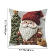 thumbnail image 3 of Vintage Christmas Throw Pillow Covers 17.7x17.7in , Soft Comfy Xmas Santa Claus Trees Pillow Cases, Aesthetic Snowman Reindeer 3D Decor for Couch Sofa Living Room Bed, 3 of 6