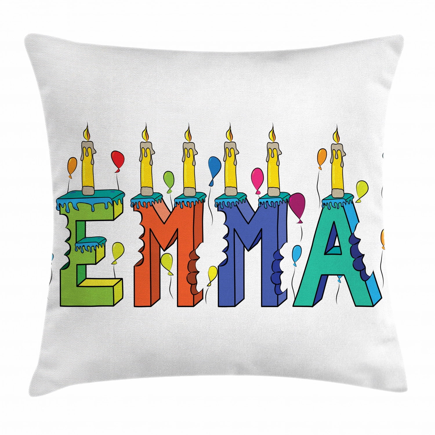 Emma Throw Pillow Cushion Cover, Popular Female First Name Design with
