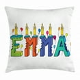 thumbnail image 1 of Emma Throw Pillow Cushion Cover, Popular Female First Name Design with Many Colors Candles and Balloons Birthday Theme, Decorative Square Accent Pillow Case, 24 X 24 Inches, Multicolor, by Ambesonne, 1 of 2