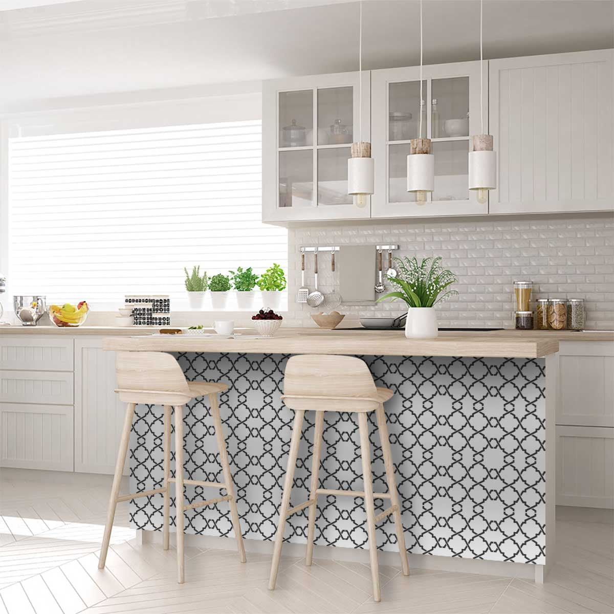Mi Alma Removable Vinyl Line Pattern Black Backsplash Tile Stickers, 24pcs